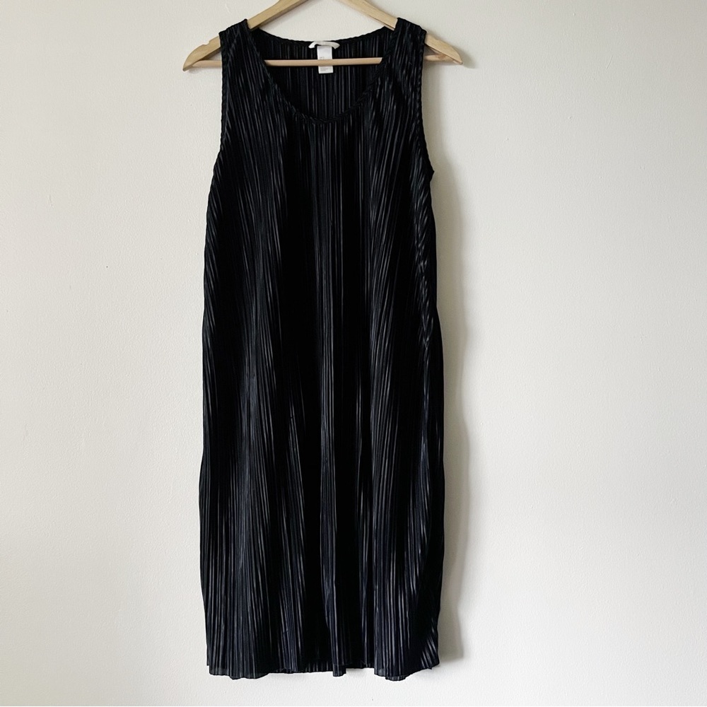 H&M Black Pleated Sheer Midi Dress Size S Witchcore Whimsigoth Dark Fairy Goth